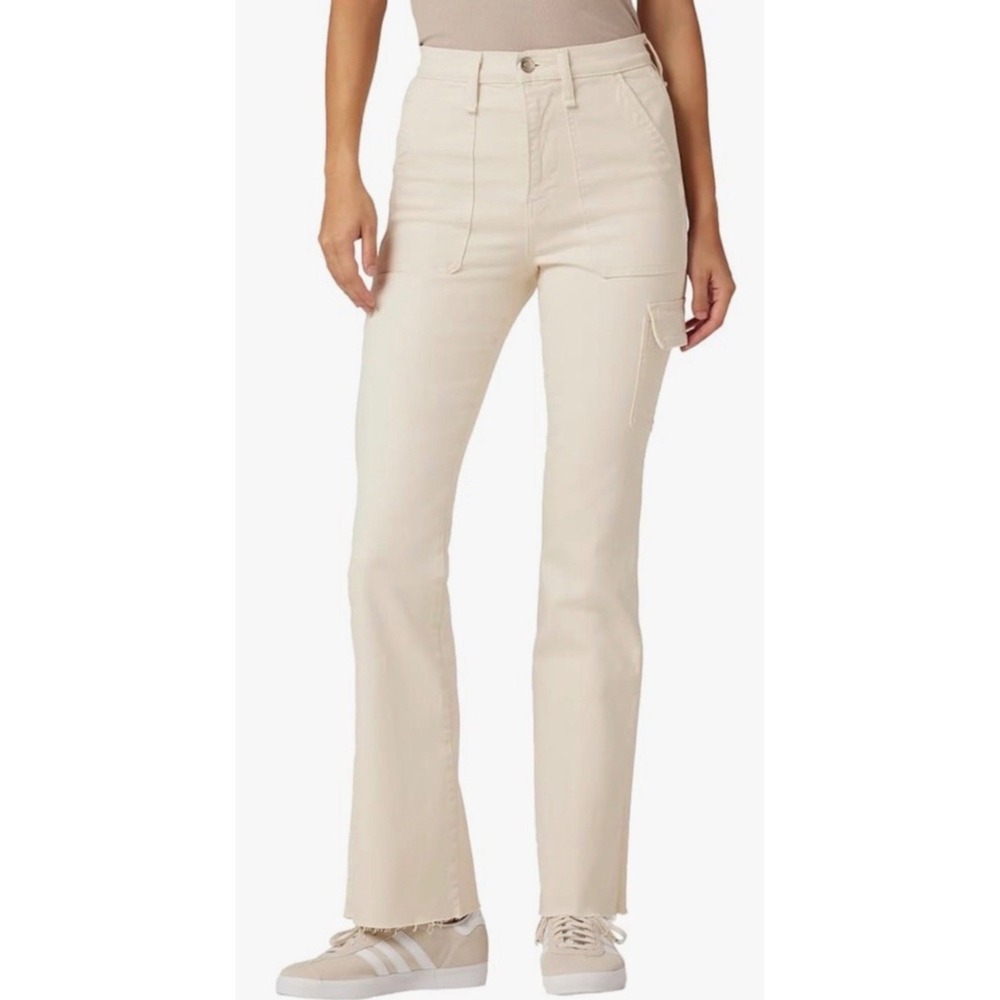 Hudson Faye Ultra High Rise Bootcut Jeans Egret Off White Sz 29 Utility Raw Hem
